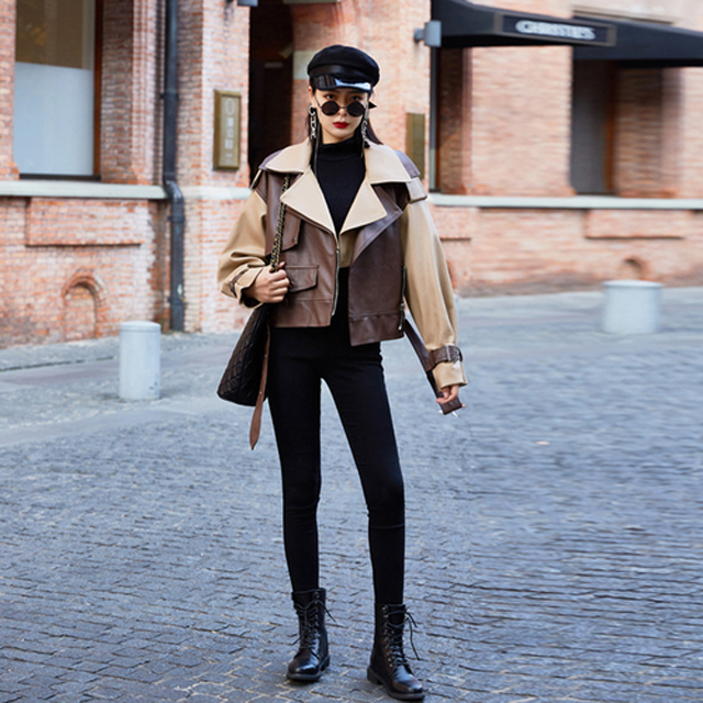Handsome PU Leather Short WomenJacket Korean Tooling Motorcycle Jacket With Sashes Spring Autumn Slim Turn-down Collar Coat, Black;brown
Handsome PU Leather Short WomenJacket Korean Tooling Motorcycle Jacket With Sashes Spring Autumn Slim Turn-down Collar Coat, Black;brown