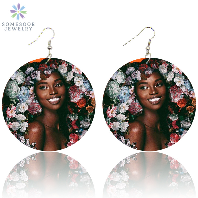 SOMESOOR Painted Flower Beauty African Woman Wood Drop Earrings AFRO Natural Hair Both Sides Printing Black Dangle Jewelry Gifts
SOMESOOR Painted Flower Beauty African Woman Wood Drop Earrings AFRO Natural Hair Both Sides Printing Black Dangle Jewelry Gifts