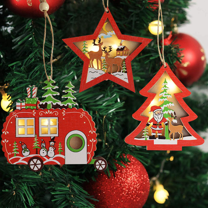 1pcs LED Christmas Ornaments Wooden Hanging Pendants Star Xmas Tree Christmas Decorations For Home Party New Year Navidad
1pcs LED Christmas Ornaments Wooden Hanging Pendants Star Xmas Tree Christmas Decorations For Home Party New Year Navidad
