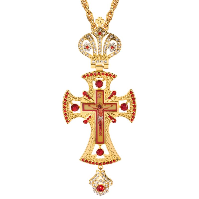 Orthodox Pectoral Cross necklace Gold Plated Jewelry with Russian type Enamel Bishop new Encolpion Cross for bishops
Orthodox Pectoral Cross necklace Gold Plated Jewelry with Russian type Enamel Bishop new Encolpion Cross for bishops