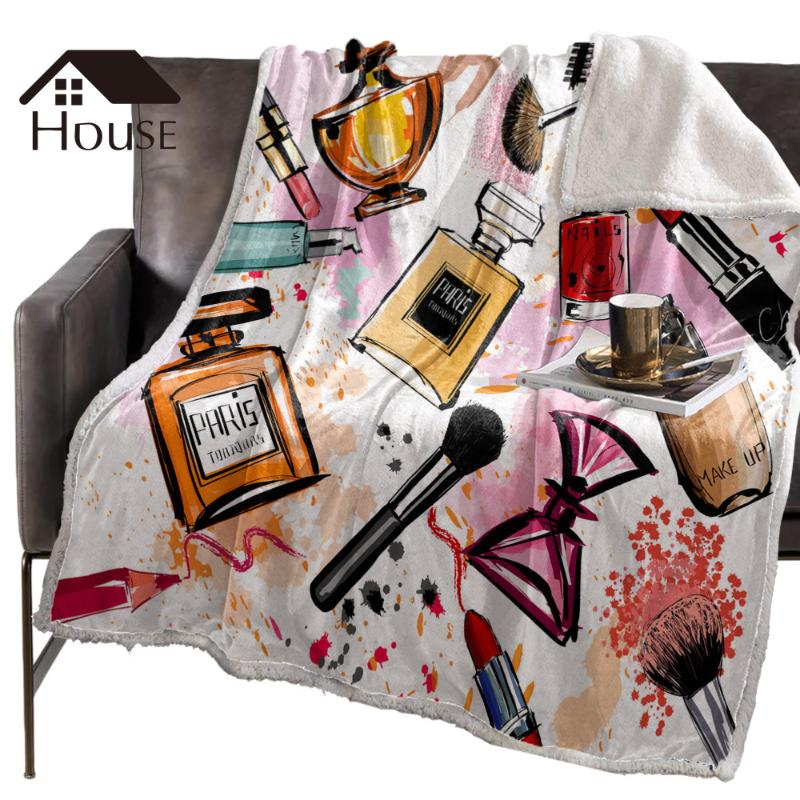 BIGHOUSES Throw Blanket Female Cosmetics Perfume Lipstick Bow Comb Fleece Blanket Winter Personalized Bedclothes
BIGHOUSES Throw Blanket Female Cosmetics Perfume Lipstick Bow Comb Fleece Blanket Winter Personalized Bedclothes