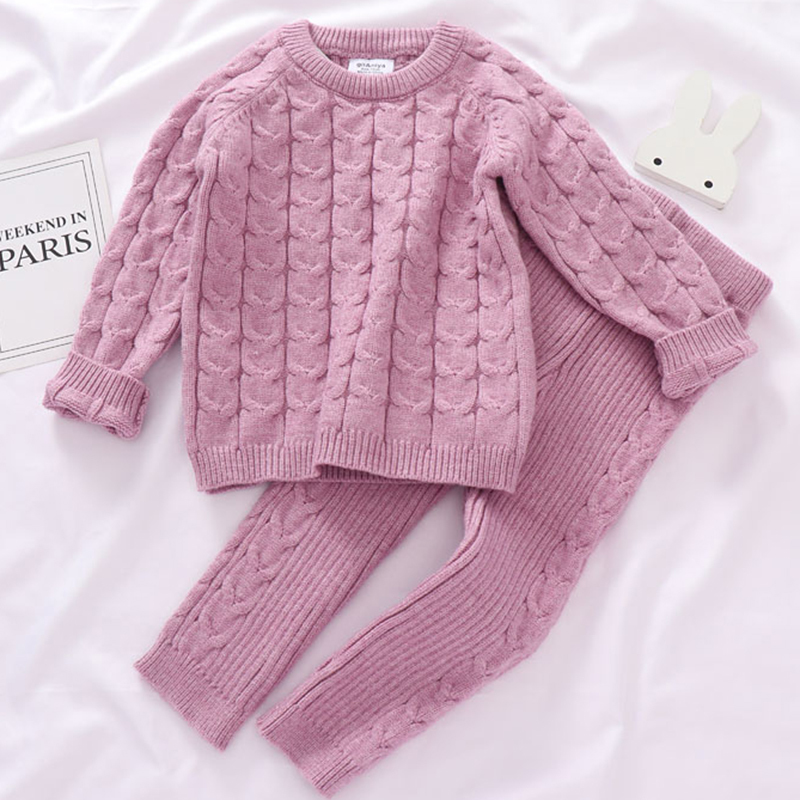 0-4 Yrs Girls Boys Suit Fall Baby Boys Girls Clothing Sets Winter knitting Pullover Sweater+Pants Infant Boys Knit Tracksuits LJ200916