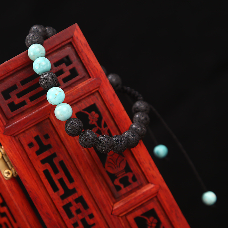 Natural Stone Lava Matte Adjustable Bracelet Men Women Black Volcanic Beads Buddha Yoga Weaving Bracelets Hand Braided Jewelry
