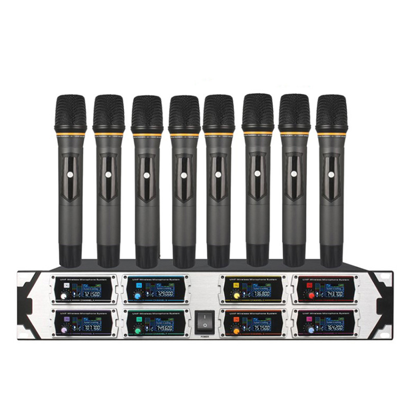 Professional wireless microphone UHF 8 channel fixed frequency dynamic display handheld microphone family KTV stage
Professional wireless microphone UHF 8 channel fixed frequency dynamic display handheld microphone family KTV stage