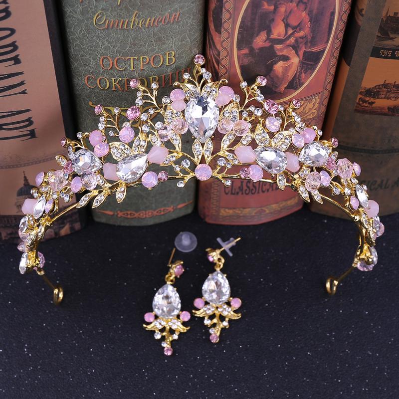 Gold Wedding Crown Bridal Tiaras with Earrings Pink Purple Headband for Women and Girls (Pink
Gold Wedding Crown Bridal Tiaras with Earrings Pink Purple Headband for Women and Girls (Pink
