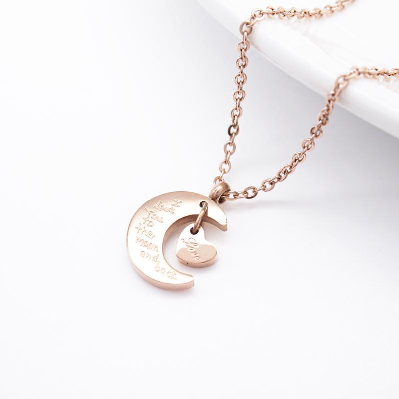 Romantic Heart Moon Pendant Necklace Jewelry I Love You To The Moon Rose Gold Color Valentine's Day Gift For Girlfriend No Fade
Romantic Heart Moon Pendant Necklace Jewelry I Love You To The Moon Rose Gold Color Valentine's Day Gift For Girlfriend No Fade