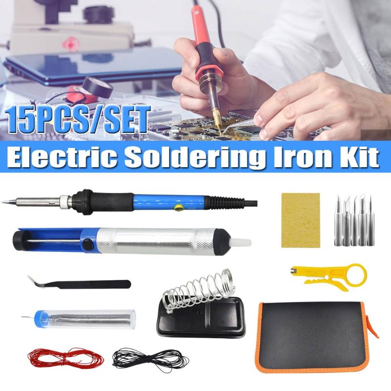 15PCS/Set 110V/220V Electric Soldering Iron Kit 60W with Adjustable Temperature Welding Iron Full Set Electronic Repair Tool
15PCS/Set 110V/220V Electric Soldering Iron Kit 60W with Adjustable Temperature Welding Iron Full Set Electronic Repair Tool