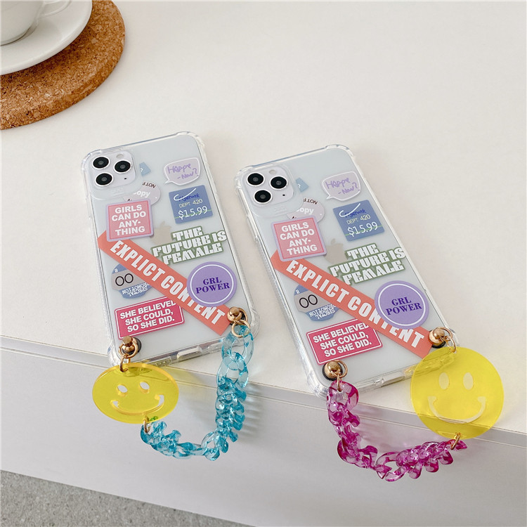 Cartoon Cute luxury Bracelet Phone Cases for iphone 11 pro max X XS XR 7 8 Plus SE 2020 Smile Fluorescent Color Chain Soft Back Cover, Mix colors
Cartoon Cute luxury Bracelet Phone Cases for iphone 11 pro max X XS XR 7 8 Plus SE 2020 Smile Fluorescent Color Chain Soft Back Cover, Mix colors
