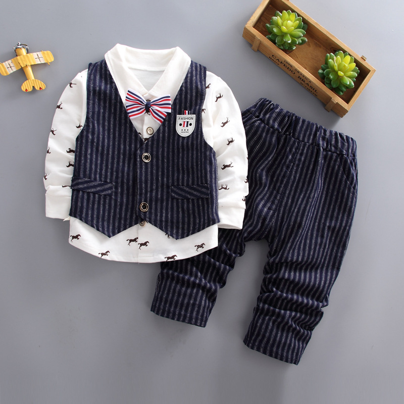 3Pcs Kids Fashion Boys Clothing Gentlemen Party Suit Cotton Set Striped Vest Print Long Sleeve Shirts Pants for 1-5 Years
3Pcs Kids Fashion Boys Clothing Gentlemen Party Suit Cotton Set Striped Vest Print Long Sleeve Shirts Pants for 1-5 Years