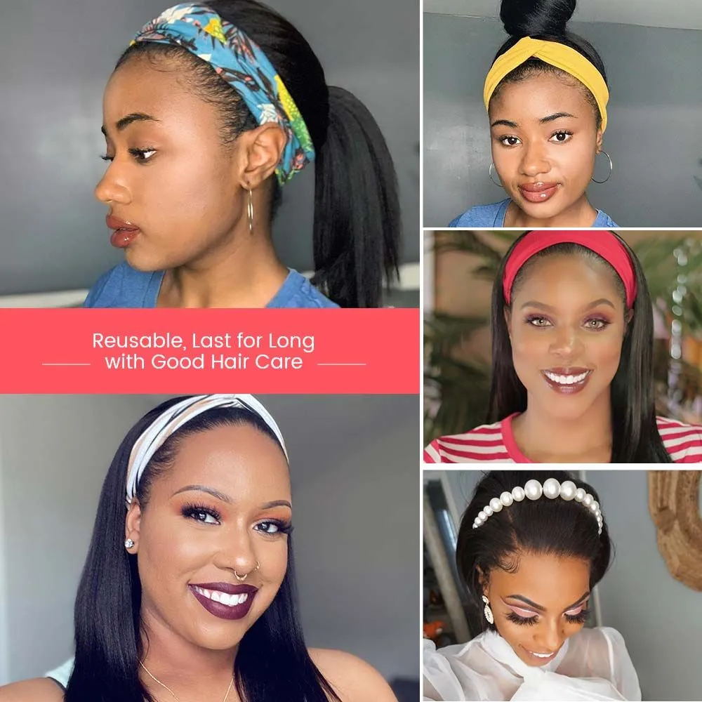 ishow 30 human hair wigs with headband body straight water headband wigs loose deep afro kinky curly machine made non lace wigs bands