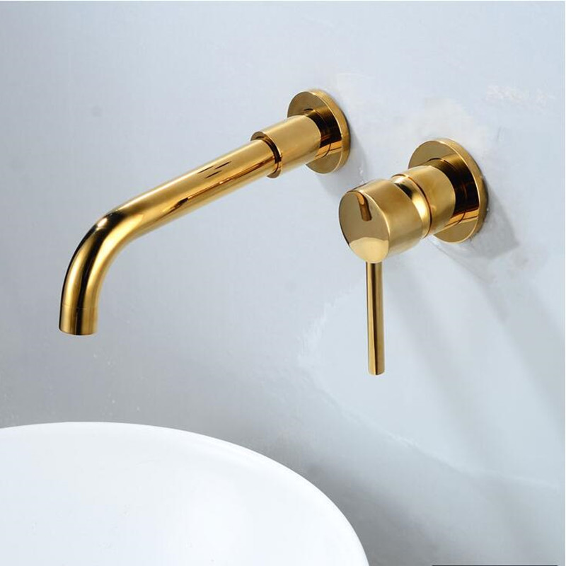 Wall Mounted Brass Basin Faucet Single Handle Mixer Tap Hot Cold Bathroom Water Wholesale Bath MaBlack White Brush Gold Set