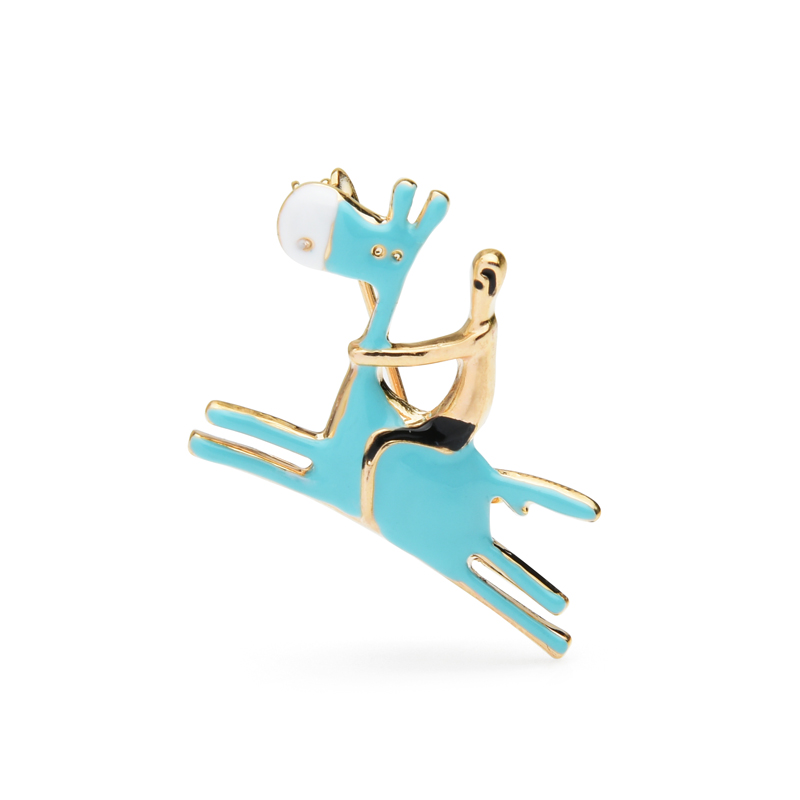 Wuli&baby Donkey Racing Horse Man Enamel Brooch Cute Little Brooch Pin Gift Christmas Gift