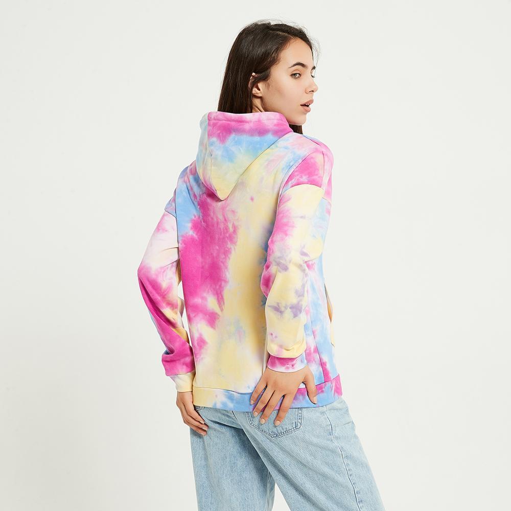 Wixra Womens Tiedye Sweatshirts Femme New Fashion Hot Hoodies Pocket Long Sleeve Autumn Winter Casual Streetwear Tops