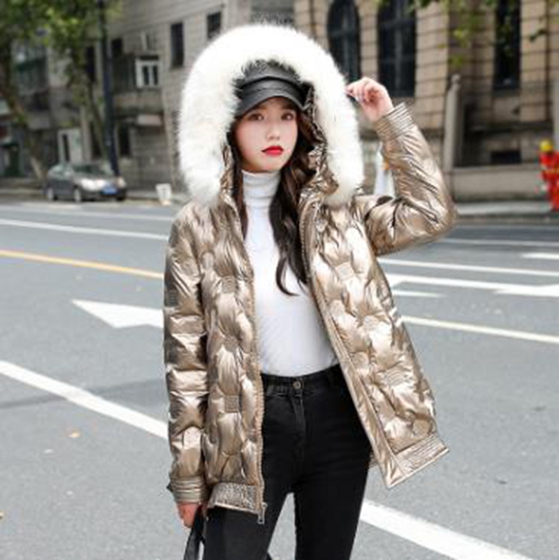 Wholesale new mid-length women's fashion short shiny down jacket winter coat, Champagne
Wholesale new mid-length women's fashion short shiny down jacket winter coat, Champagne