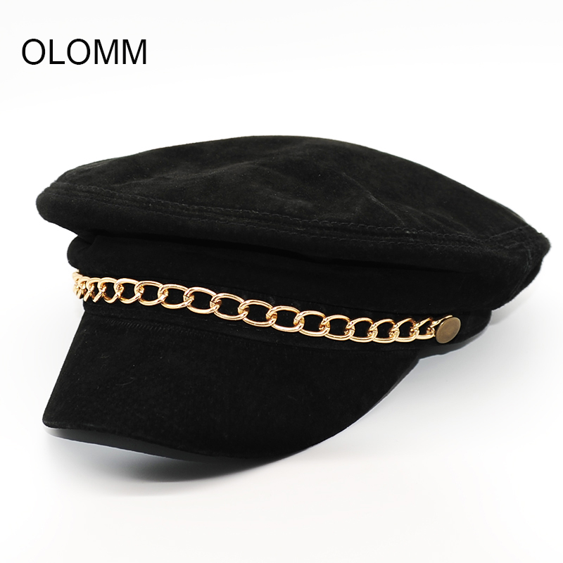 women genuine leather berets hat cap with matal chain 2020 new style real leather student school caps hats B19, Black
women genuine leather berets hat cap with matal chain 2020 new style real leather student school caps hats B19, Black