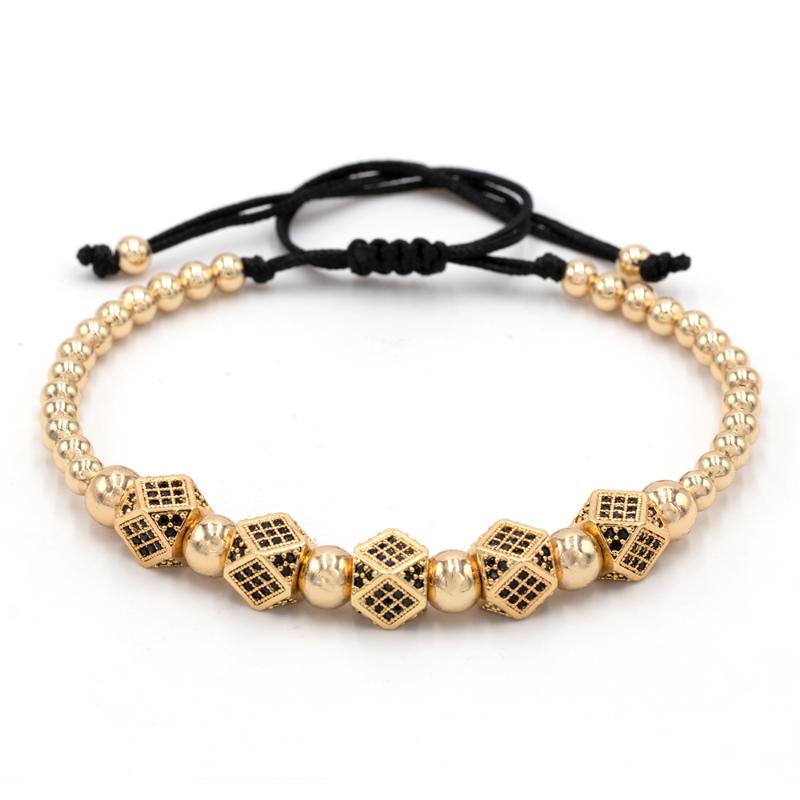 Ainofo Luxury Men Gold Bracelets Round Beads Micro Pave Black CZ Beads Cube Dice Macrame Braided Charm Bracelets
Ainofo Luxury Men Gold Bracelets Round Beads Micro Pave Black CZ Beads Cube Dice Macrame Braided Charm Bracelets