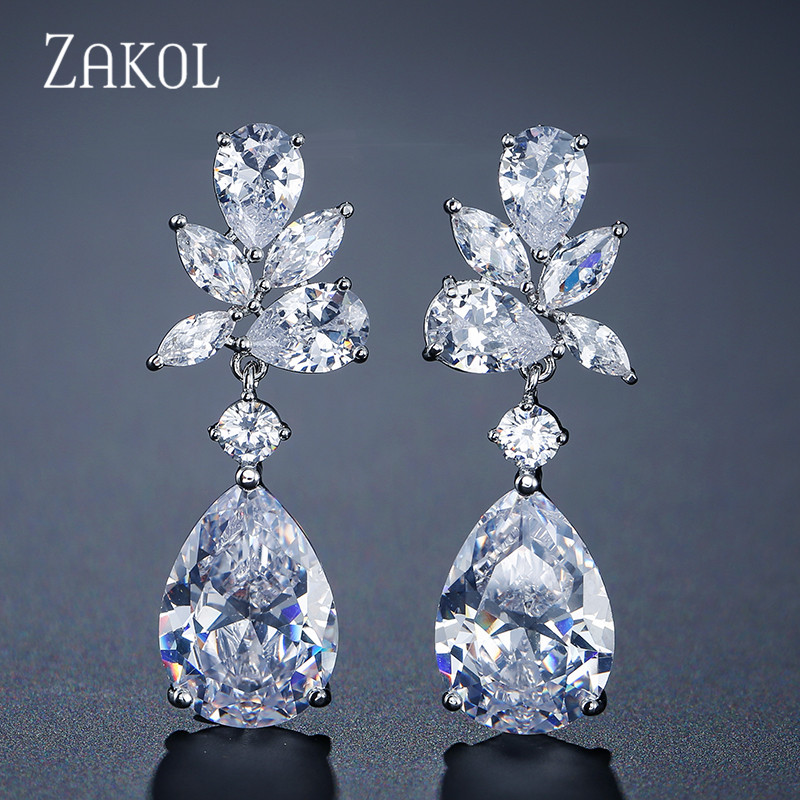 ZAKOL Romantic Bridal Wedding Accessories Jewelry Exquisite Cubic Zircon Dangle Drop Earrings With Rose Gold Color FSEP2196
ZAKOL Romantic Bridal Wedding Accessories Jewelry Exquisite Cubic Zircon Dangle Drop Earrings With Rose Gold Color FSEP2196