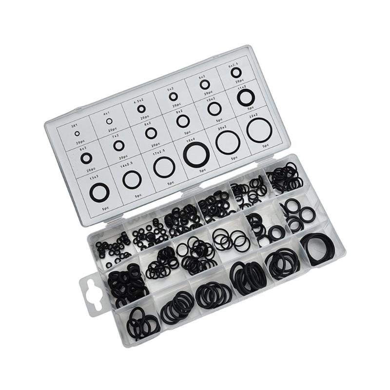 

225Pcs Black NBR O Ring Oring Assortment Washer Gasket Sealing O-Ring Kit with Plastic Case