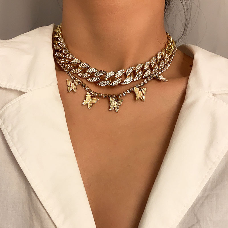 Chokers Vintage Exaggerated Rhinestone Butterfly Charms Choker Necklace Women Fashion Geometric Thick Chain Pendants Jewelry
Chokers Vintage Exaggerated Rhinestone Butterfly Charms Choker Necklace Women Fashion Geometric Thick Chain Pendants Jewelry