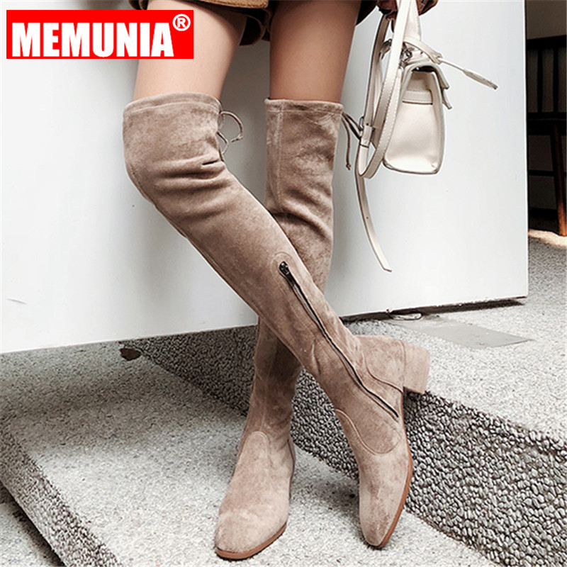 MEMUNIA 2020 NEW high quality faux suede women boots square heel zipper thigh high boots ladies slim over the knee female, Balck1 with fur
MEMUNIA 2020 NEW high quality faux suede women boots square heel zipper thigh high boots ladies slim over the knee female, Balck1 with fur