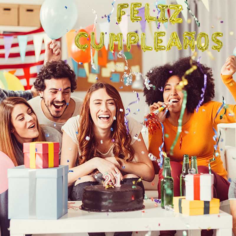 Spanish Happy Birthday Banner Flag Round Letter Feliz Cumpleanos Foil Balloon Baby Shower Kids Birthday Party Decoration Balloon