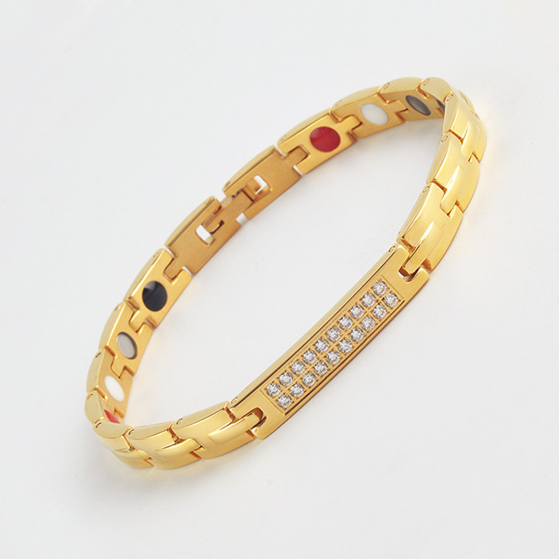 Popular Magnetic Health Bracelets & Bangles Stainless Steel Energy Healthy Bracelet with 4 Elements For Women Rhinestone Jewelry
Popular Magnetic Health Bracelets & Bangles Stainless Steel Energy Healthy Bracelet with 4 Elements For Women Rhinestone Jewelry