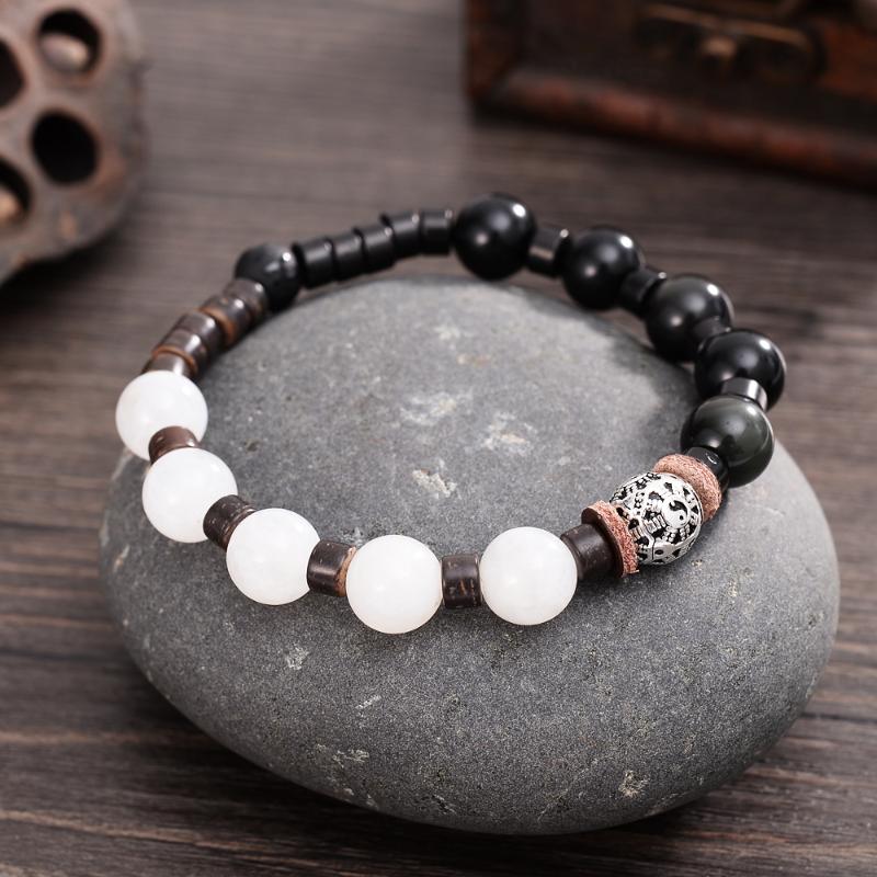 Antique Ying Yang BAGUA Beads Bracelets Obsidian White Moon 10mm Stones Coconut Shell Spacers Stretch Bracelets
Antique Ying Yang BAGUA Beads Bracelets Obsidian White Moon 10mm Stones Coconut Shell Spacers Stretch Bracelets