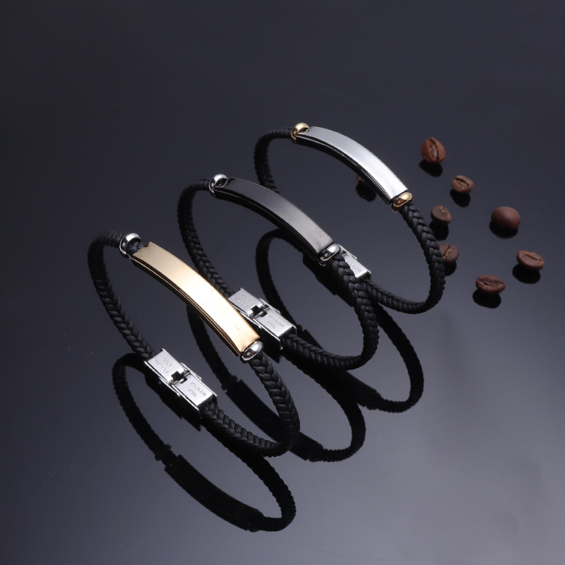 Geometrically Black/Gold/Silver Color Stainless Steel Charm Black Braid Bracelet Accessories Jewelry for Men
Geometrically Black/Gold/Silver Color Stainless Steel Charm Black Braid Bracelet Accessories Jewelry for Men