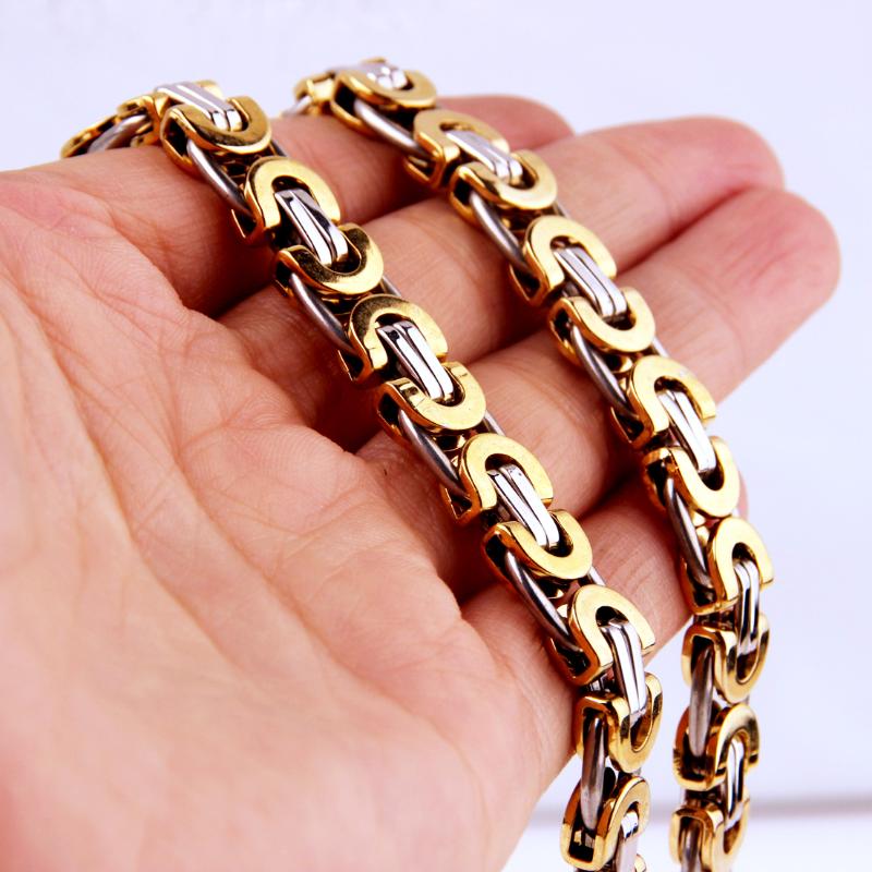 Fashion Luxury Men Fashion Gold Chain Necklace Stainless Steel Byzantine Chains Street Hip Hop Jewelry 6811mm Wide