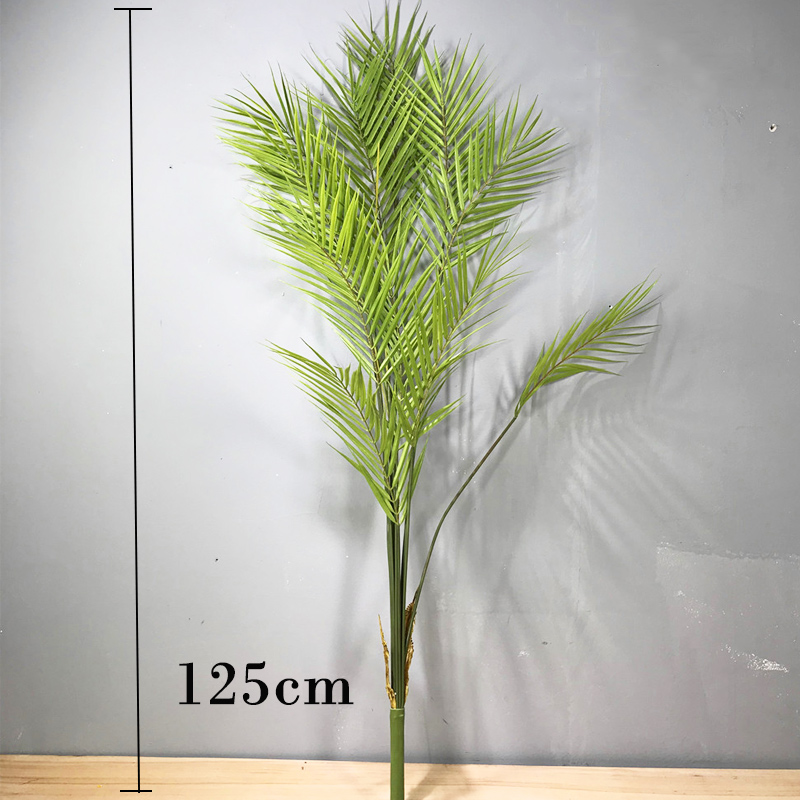 

125cm 13 Forks Large Palm Tree Tropical Plants Fake Palm Leafs Plastic Monstera Green Plants Leaves For Home Wedding Party Decor, 75cm 7 forks