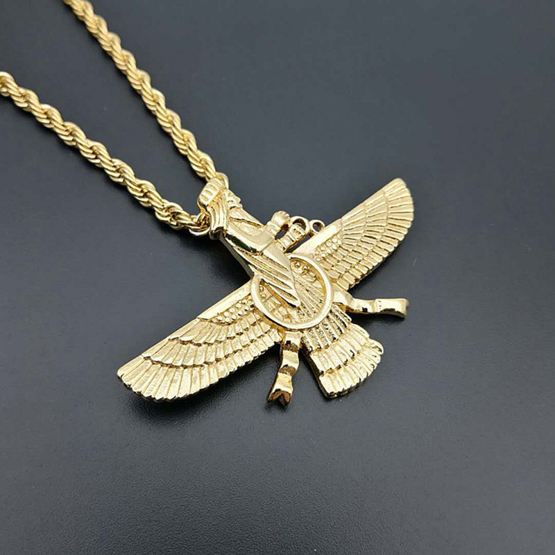Pendant Necklaces Hip Hop Rock Stainless Steel Faravahar Ahura Mazda Necklace For Men Zoroastrian Jewelry Gold Silver Color
Pendant Necklaces Hip Hop Rock Stainless Steel Faravahar Ahura Mazda Necklace For Men Zoroastrian Jewelry Gold Silver Color