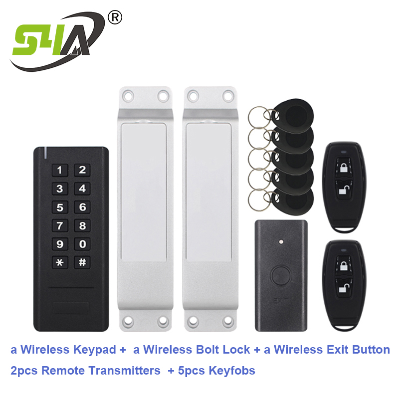 Wireless Access Control Kits wireless keypad and Bolt Lock and exit button for office or home
Wireless Access Control Kits wireless keypad and Bolt Lock and exit button for office or home