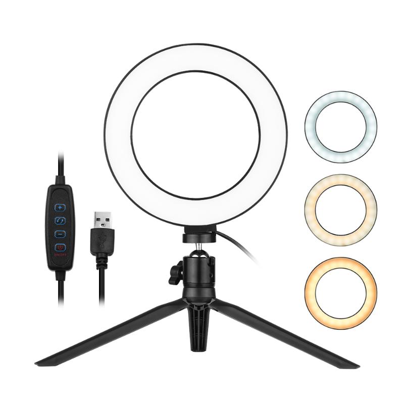 6 Inch LED Ring Light Mini Camera Light Lamp 3 Modes with Tripod Ballhead Adapter for Live Streaming Video Photography
6 Inch LED Ring Light Mini Camera Light Lamp 3 Modes with Tripod Ballhead Adapter for Live Streaming Video Photography