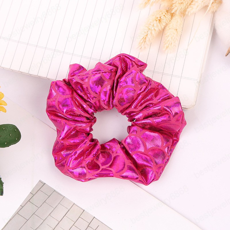 New Glitter Colorful Hair Scrunchies Women Elastic Hair Bands Girls Headwear Bright Color Silk Ponytail Holder Hair Tie Accessories