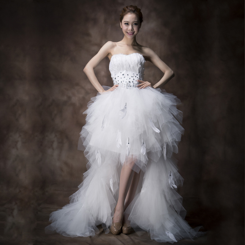 Mrs Win Wedding Dress Strapless Front Short Beck Long Ball Gown Princess Luxury Feather Wedding Dresse Vestido De Noiva, Off white
Mrs Win Wedding Dress Strapless Front Short Beck Long Ball Gown Princess Luxury Feather Wedding Dresse Vestido De Noiva, Off white