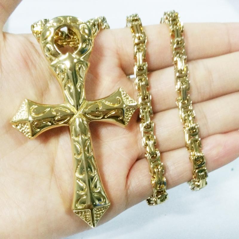 Fashion Cross Pendant Necklace For Men Gold Color Stainless Steel 5mm Byzantine Necklace Men Hip Hop Jewelry
Fashion Cross Pendant Necklace For Men Gold Color Stainless Steel 5mm Byzantine Necklace Men Hip Hop Jewelry