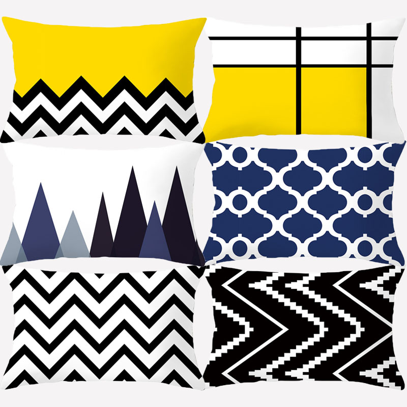 Colorful Geometric Cushion Cover Decorative Sofa Cushions Pillowcover Rectangle Polyester Yellow Black White Blue Pillowcase, 10327-010
Colorful Geometric Cushion Cover Decorative Sofa Cushions Pillowcover Rectangle Polyester Yellow Black White Blue Pillowcase, 10327-010