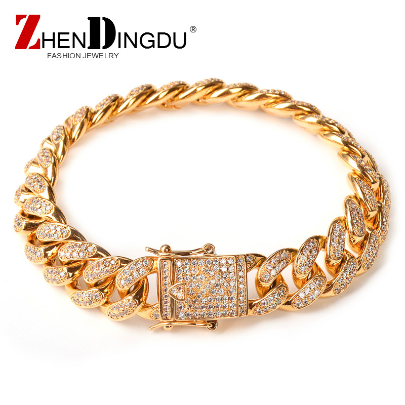 14MM Men Zircon Curb Cuban Link Bracelet Hip hop Jewelry Gold Silver Thick Heavy Copper Material Iced Out CZ Chain Bracelet 8
14MM Men Zircon Curb Cuban Link Bracelet Hip hop Jewelry Gold Silver Thick Heavy Copper Material Iced Out CZ Chain Bracelet 8