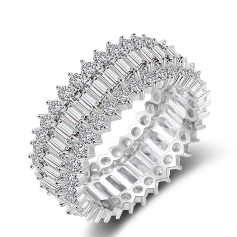 Size 5-10 Brand New Luxury Jewelry 925 Sterling Silver Marquise Cut White Topaz CZ Diamond Party Women Wedding Band Ring For Lover's Gift