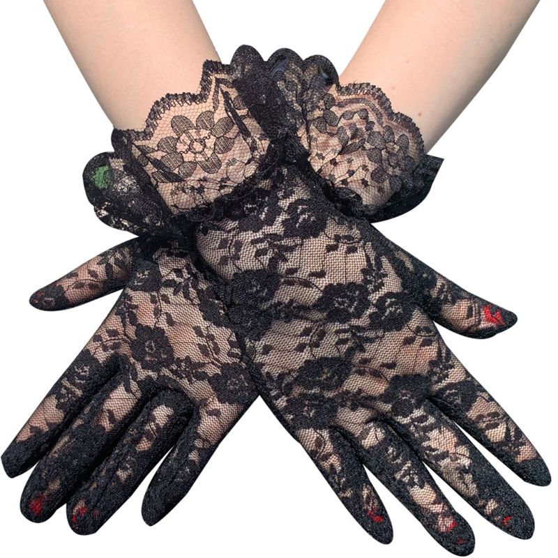 Women Vintage Sunscreen Full Finger Short Gloves Solid Color Sheer Floral Lace Jacquard Ruffles Trim Driving Mittens
Women Vintage Sunscreen Full Finger Short Gloves Solid Color Sheer Floral Lace Jacquard Ruffles Trim Driving Mittens