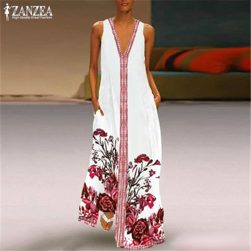 Women' Print Sundress ZANZEA 2020 Bohemian Summer Maxi Dress Causal Sleeveless V Neck Long Vestidos Female Beach Party Robe 5XL, Blue
Women' Print Sundress ZANZEA 2020 Bohemian Summer Maxi Dress Causal Sleeveless V Neck Long Vestidos Female Beach Party Robe 5XL, Blue