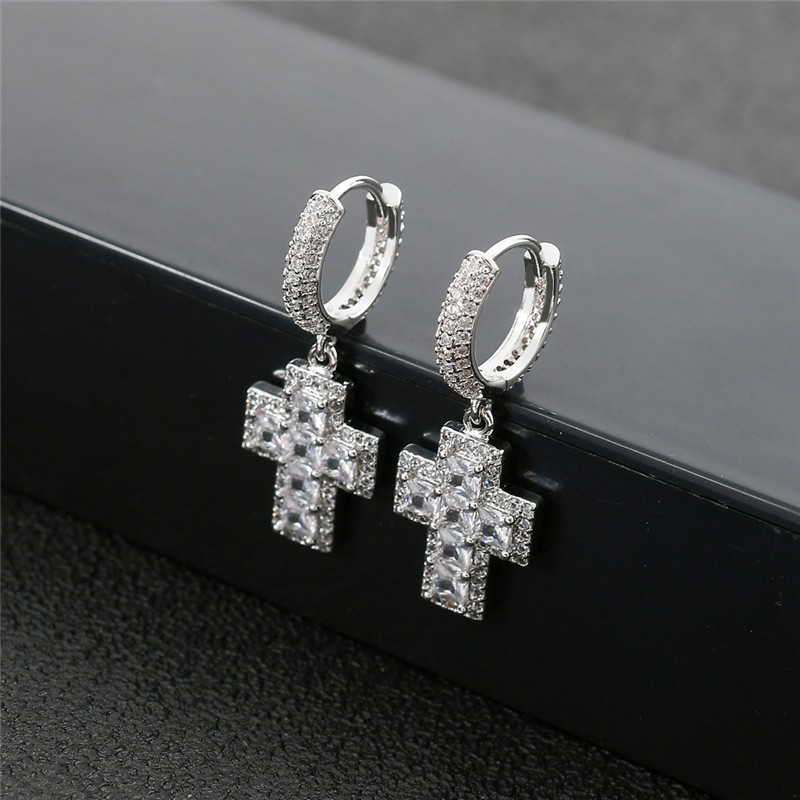 Hotsale Earrings Hip Hop Gold Silver Ice Out Bling CZ Earrings for Men Women Nice Gift