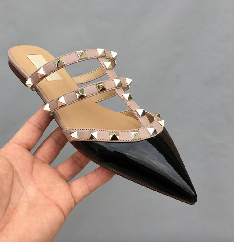 brand women sandals rivet slippers women's summer semi Baotou sandals fashion sandals women's pointed flat bottom leather, 11 
brand women sandals rivet slippers women's summer semi Baotou sandals fashion sandals women's pointed flat bottom leather, 11