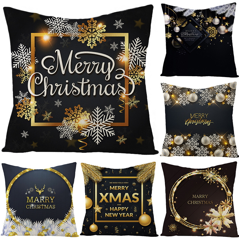 45*45cm Snow Christmas Black Gold Pillowcase 2021 Christmas Decor for Home Ornaments Xmas Pendant Christma Gifts Happy New Year
45*45cm Snow Christmas Black Gold Pillowcase 2021 Christmas Decor for Home Ornaments Xmas Pendant Christma Gifts Happy New Year