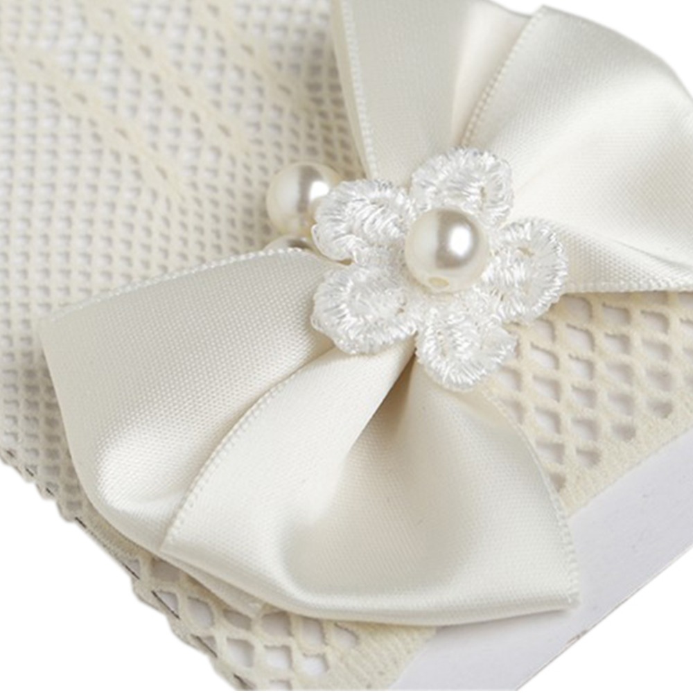 Children's wedding flower girl white beige dress gloves girls mesh elastic glove bride gloves
