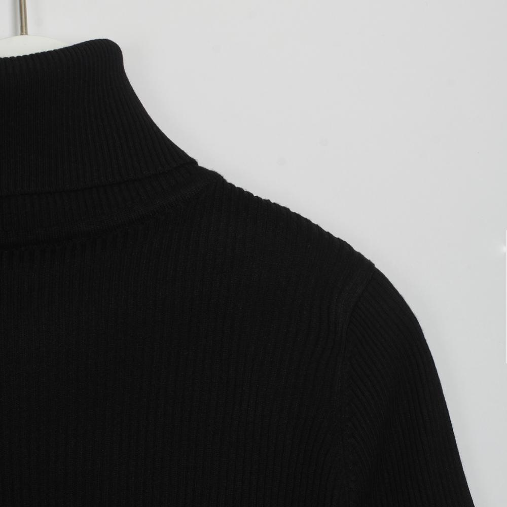 Wixra Autumn Winter Turtleneck Knee-Length Solid Sweater Dress Women Knit Long Sleeve Women's Slim Midi Dresses Bodycon 201008