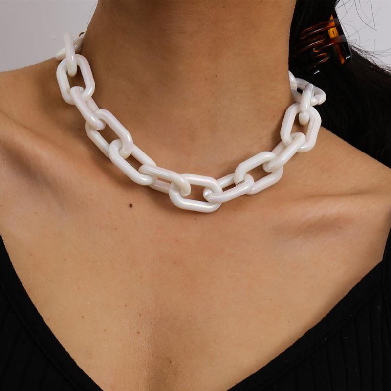 Exaggerstion White Acrylic Acetic Acid Chunky Thick Choker Necklace Resin Simple Chain Necklace Statement Jewelry for Women Gift
Exaggerstion White Acrylic Acetic Acid Chunky Thick Choker Necklace Resin Simple Chain Necklace Statement Jewelry for Women Gift