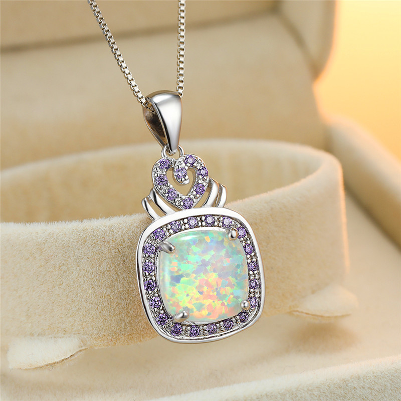 Elegant Female White Opal Pendant Necklace Cute Crystal Chain Necklaces For Women Charm Heart Square Wedding Necklace
Elegant Female White Opal Pendant Necklace Cute Crystal Chain Necklaces For Women Charm Heart Square Wedding Necklace