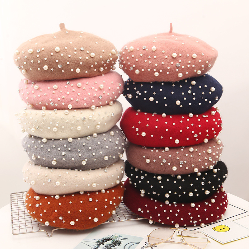 Pearl Beret Hat for Women Cashmere Winter Retro French Winter Black Red French Artist Flat Fashion Red Yellow Lady Vintage Cap, 13
Pearl Beret Hat for Women Cashmere Winter Retro French Winter Black Red French Artist Flat Fashion Red Yellow Lady Vintage Cap, 13