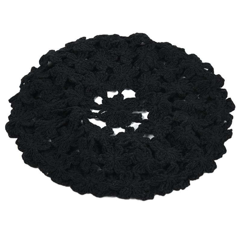 Women Handmade Crochet Beret Cap Solid Color Hollow Floral Vintage Painter Hat, Black
Women Handmade Crochet Beret Cap Solid Color Hollow Floral Vintage Painter Hat, Black